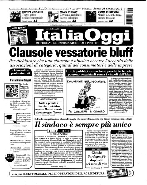 Italia oggi : quotidiano di economia finanza e politica